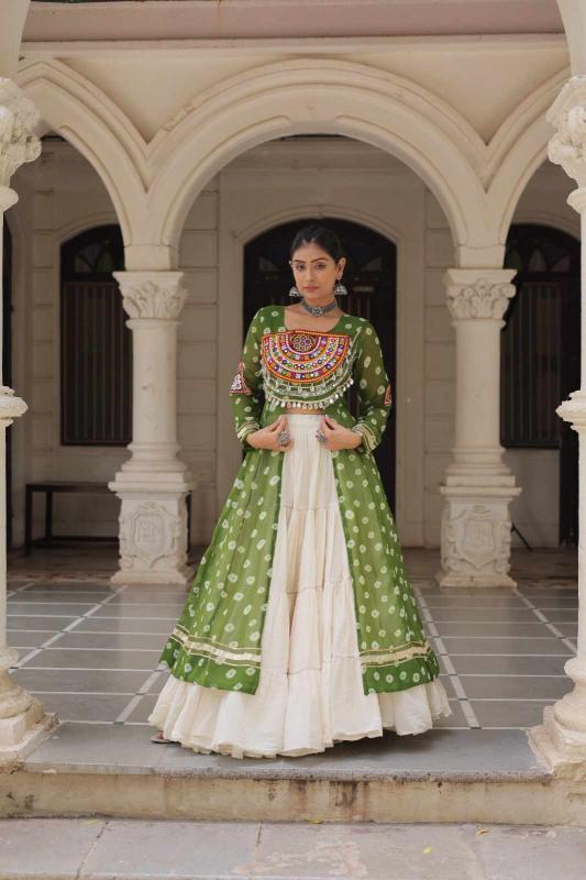 NAVRATRI COLLECTIONS KA 5053 Cotton Green Latest lehenga choli designs in Pune